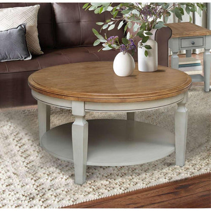International Concepts - Vista Round Coffee Table in Hickory/Stone Finish - OT41-15CR veiw 4