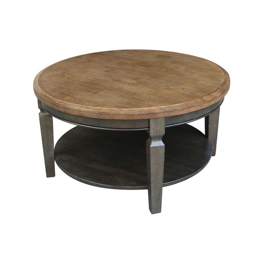 International Concepts - Vista Round Coffee Table in Hickory/Washed Coal Finish - OT45-15CR veiw 1