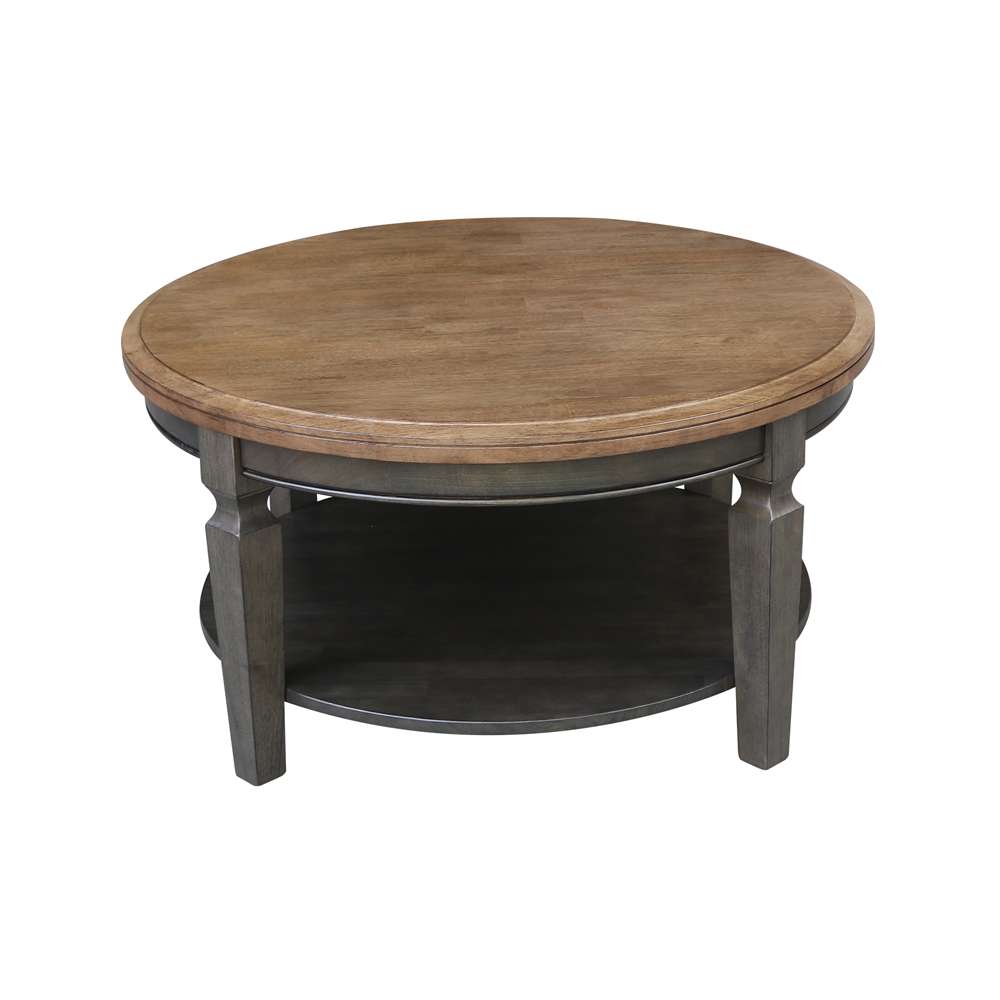 International Concepts - Vista Round Coffee Table in Hickory/Washed Coal Finish - OT45-15CR veiw 3