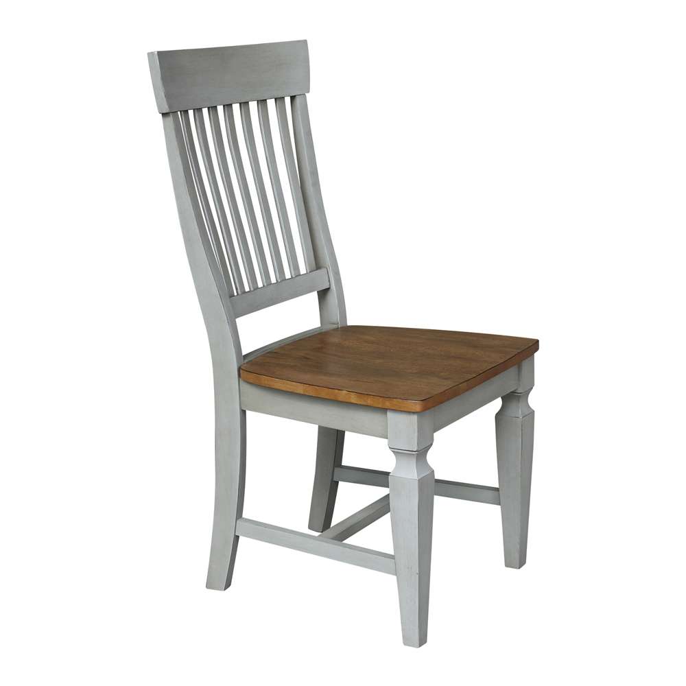 International Concepts - Vista Slat Back Chair in Hickory/Stone Finish (Set of 2) - C41-65P veiw 7
