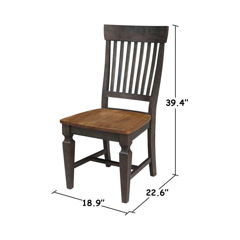 International Concepts - Vista Slat Back Chair in Hickory/Washed Coal Finish (Set of 2) - C45-65P veiw 3