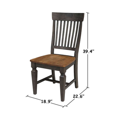 International Concepts - Vista Slat Back Chair in Hickory/Washed Coal Finish (Set of 2) - C45-65P veiw 3