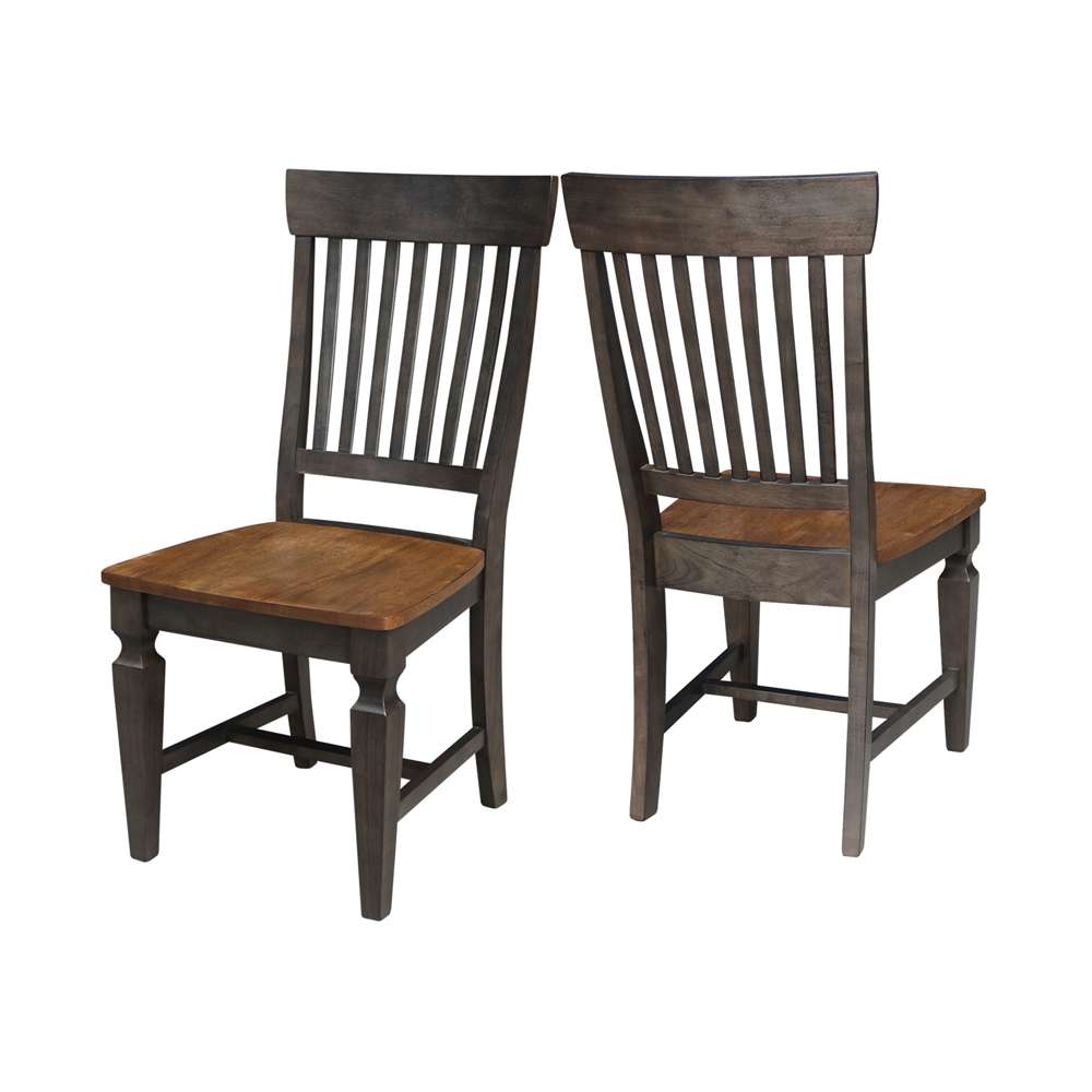 International Concepts - Vista Slat Back Chair in Hickory/Washed Coal Finish (Set of 2) - C45-65P veiw 5