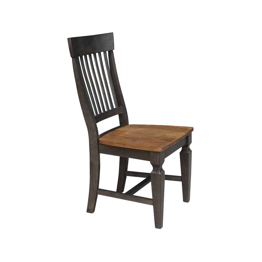 International Concepts - Vista Slat Back Chair in Hickory/Washed Coal Finish (Set of 2) - C45-65P veiw 7