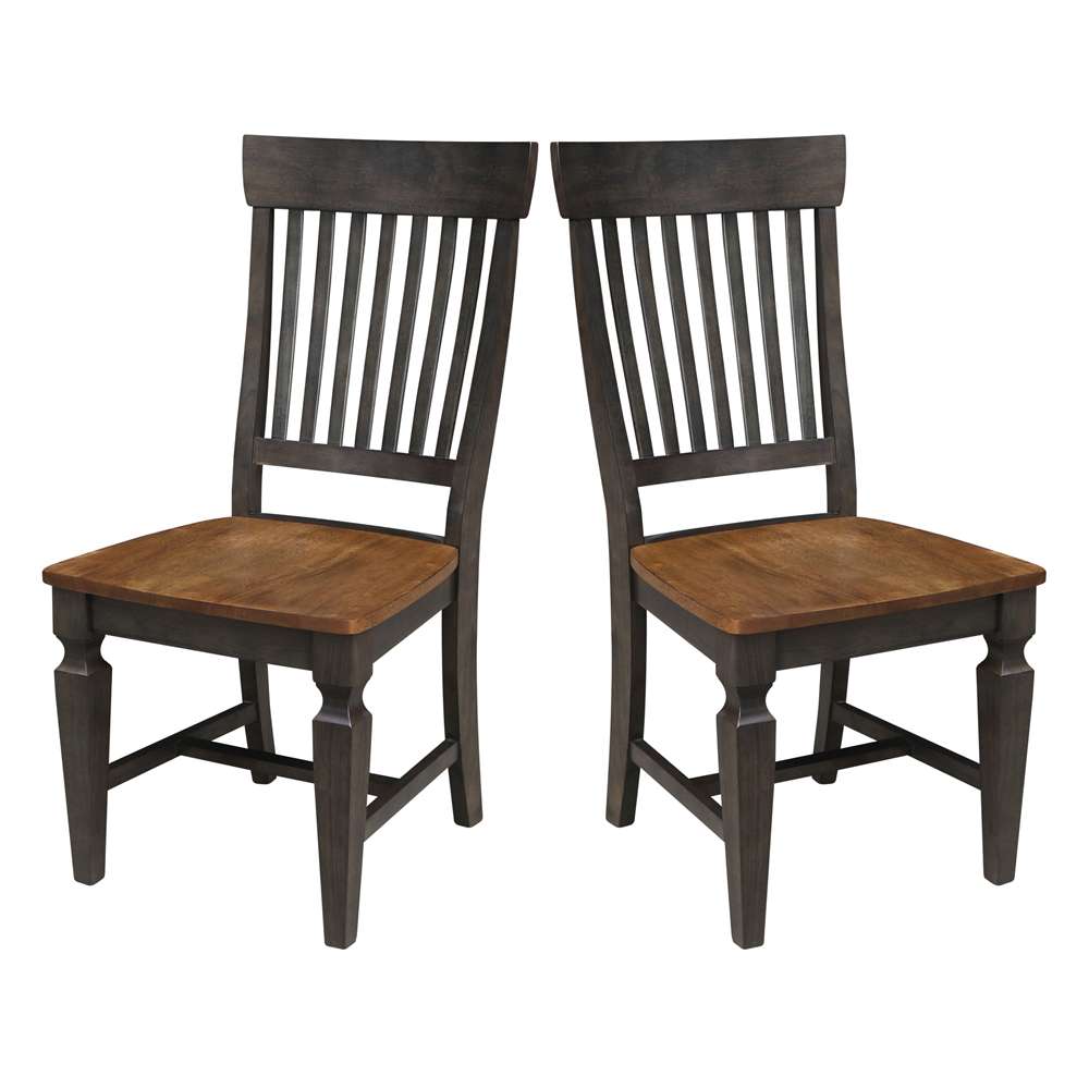 International Concepts - Vista Slat Back Chair in Hickory/Washed Coal Finish (Set of 2) - C45-65P veiw 8