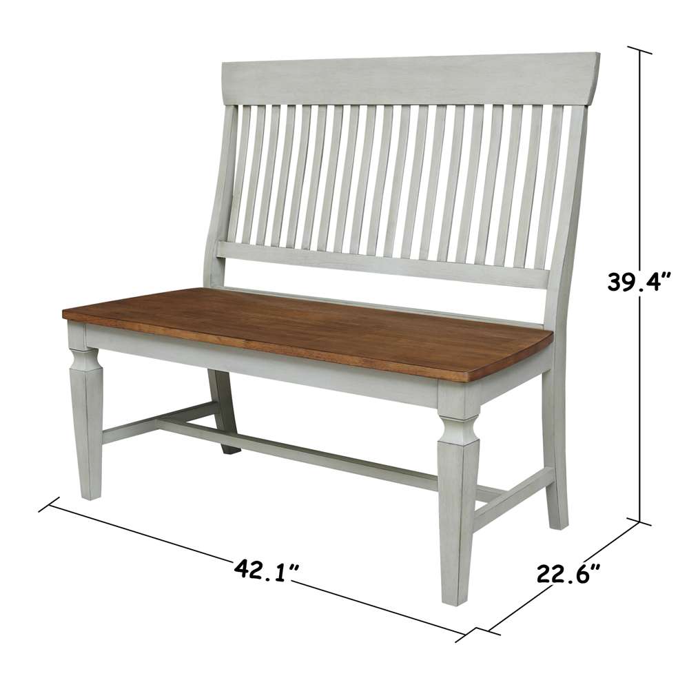 International Concepts - Vista Slatback Bench in Hickory/Stone Finish - BE41-65 veiw 3
