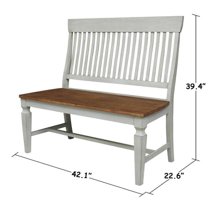 International Concepts - Vista Slatback Bench in Hickory/Stone Finish - BE41-65 veiw 3