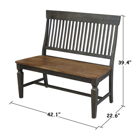 International Concepts - Vista Slatback Bench in Hickory/Washed Coal Finish - BE45-65 veiw 2