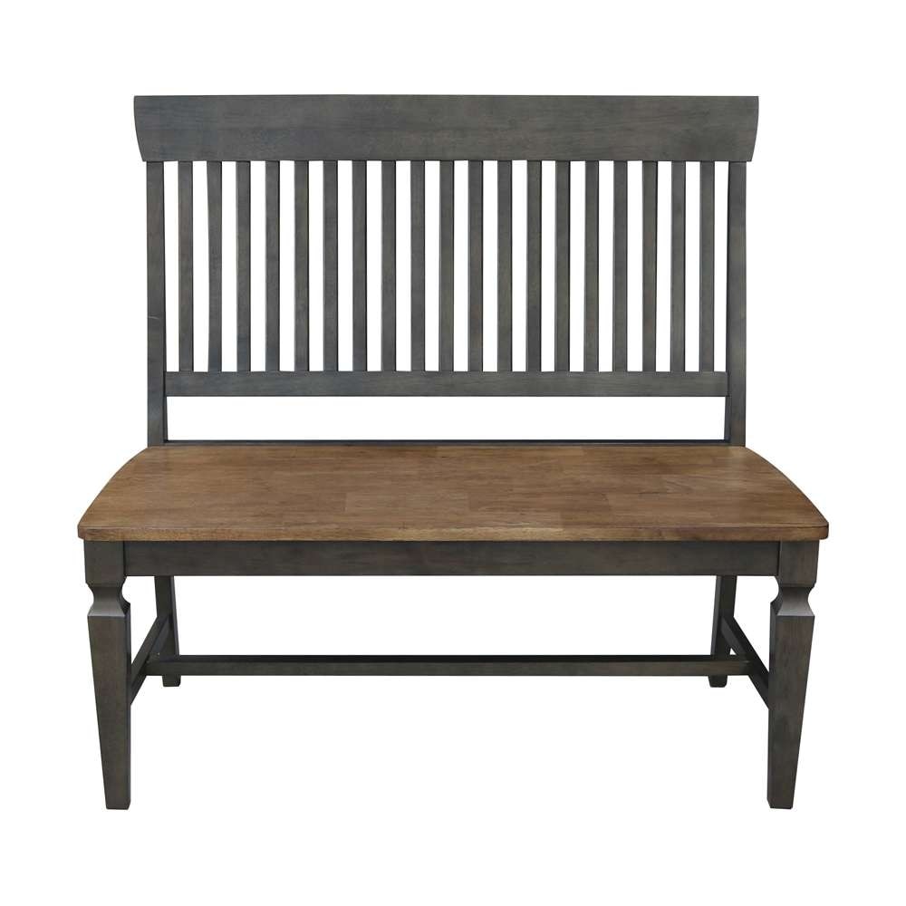 International Concepts - Vista Slatback Bench in Hickory/Washed Coal Finish - BE45-65 veiw 3