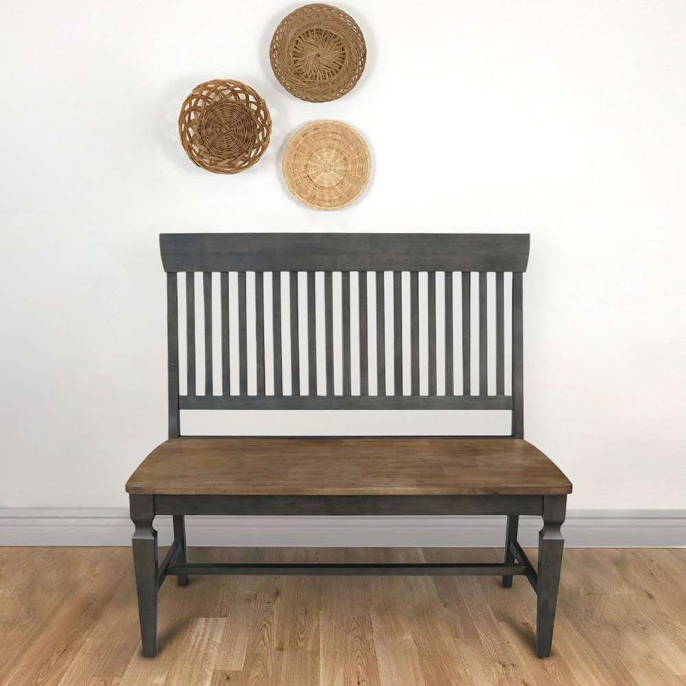 International Concepts - Vista Slatback Bench in Hickory/Washed Coal Finish - BE45-65 veiw 4