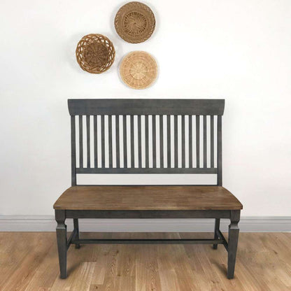 International Concepts - Vista Slatback Bench in Hickory/Washed Coal Finish - BE45-65 veiw 4