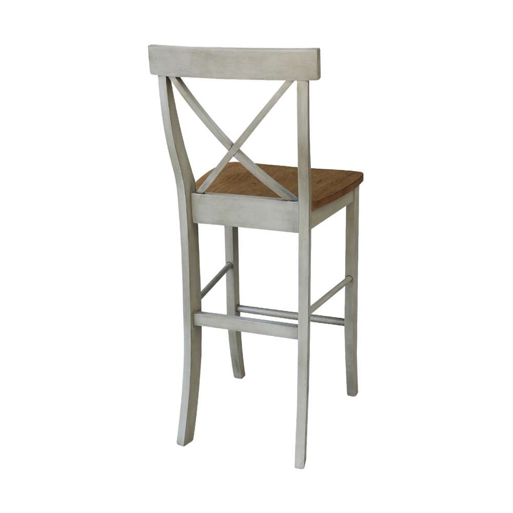 International Concepts - X-Back Bar Height Stool - 30inSH in Hickory/Stone Finish - S41-6133 veiw 2