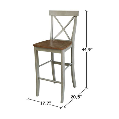International Concepts - X-Back Bar Height Stool - 30inSH in Hickory/Stone Finish - S41-6133 veiw 3