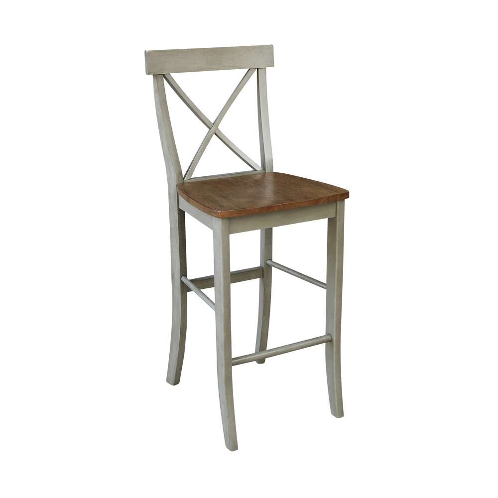 International Concepts - X-Back Bar Height Stool - 30inSH in Hickory/Stone Finish - S41-6133 veiw 4