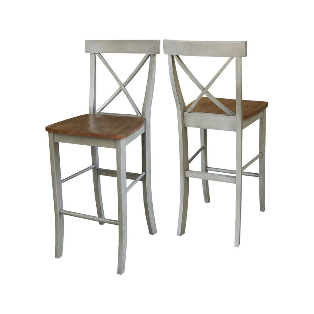 International Concepts - X-Back Bar Height Stool - 30inSH in Hickory/Stone Finish - S41-6133 veiw 5