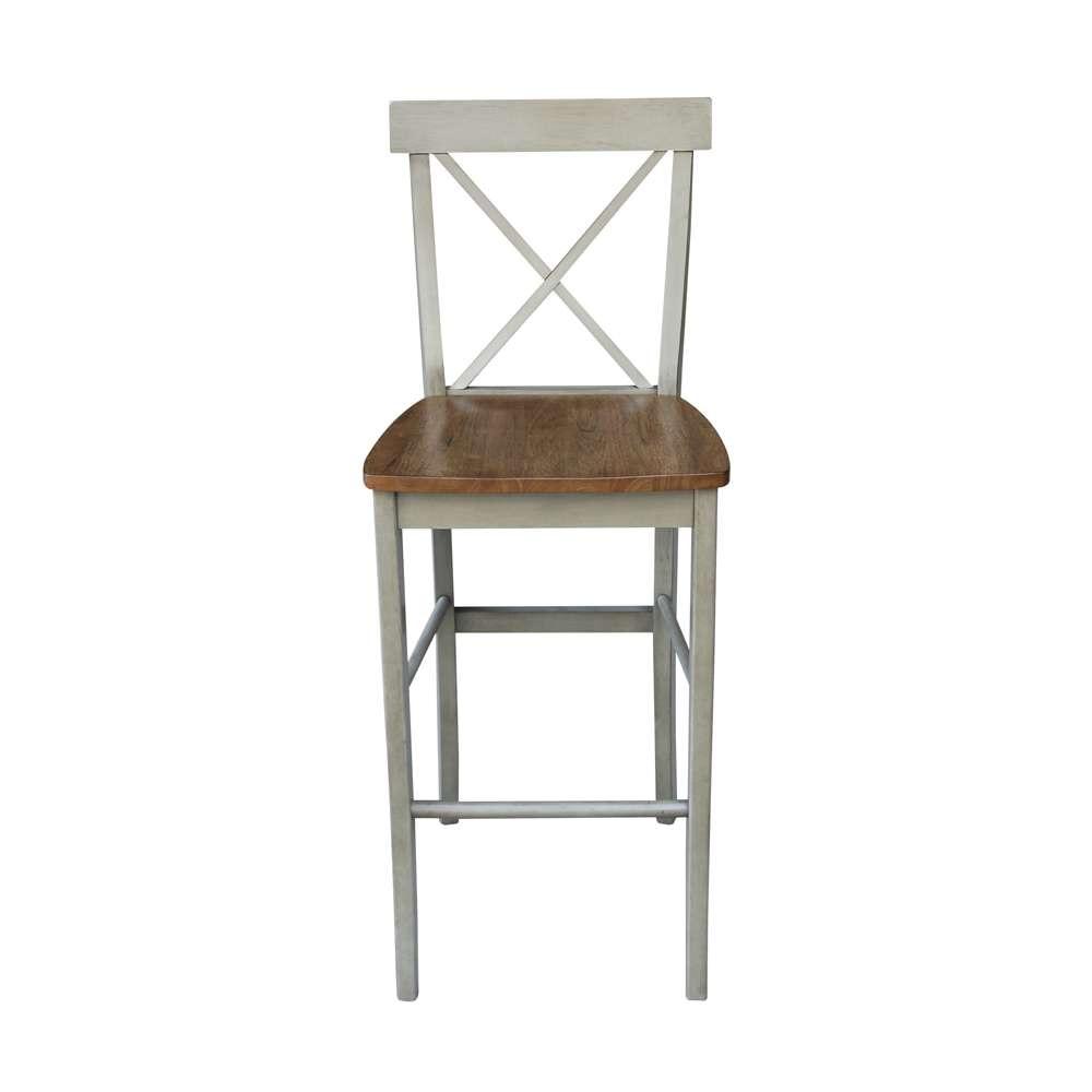 International Concepts - X-Back Bar Height Stool - 30inSH in Hickory/Stone Finish - S41-6133 veiw 6
