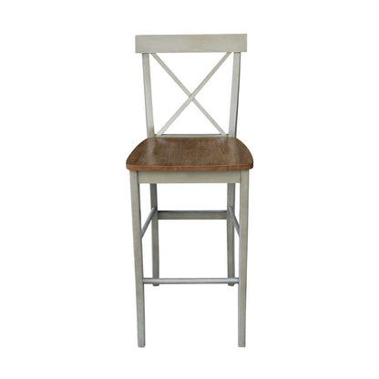 International Concepts - X-Back Bar Height Stool - 30inSH in Hickory/Stone Finish - S41-6133 veiw 6