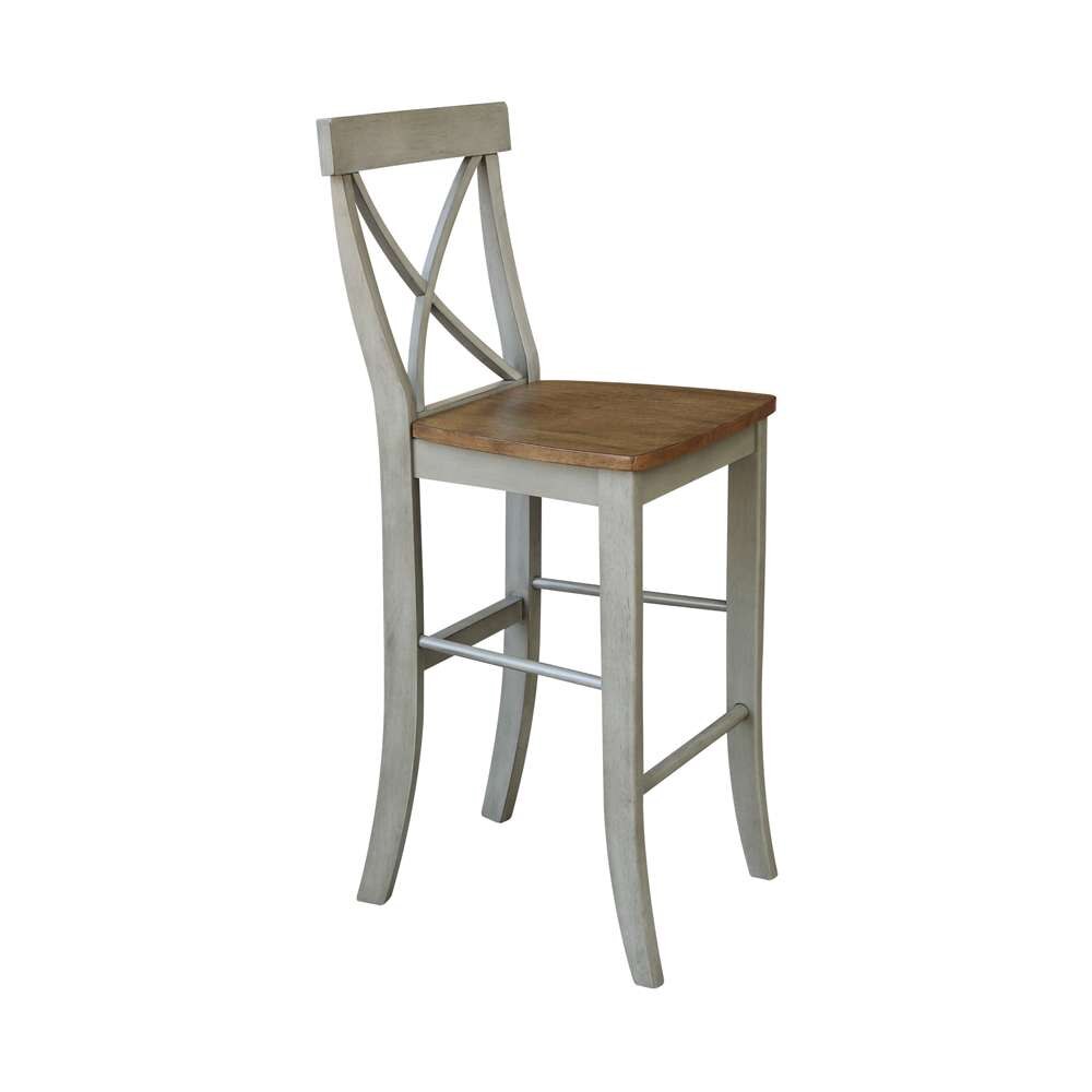 International Concepts - X-Back Bar Height Stool - 30inSH in Hickory/Stone Finish - S41-6133 veiw 7