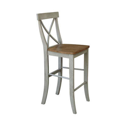International Concepts - X-Back Bar Height Stool - 30inSH in Hickory/Stone Finish - S41-6133 veiw 7