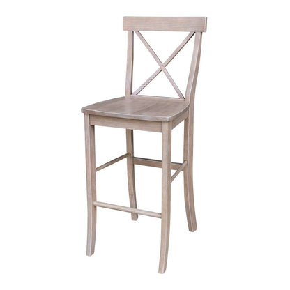 International Concepts - X-Back Bar Height Stool - 30inSH in Washed Gray Taupe Finish - S09-6133 veiw 1
