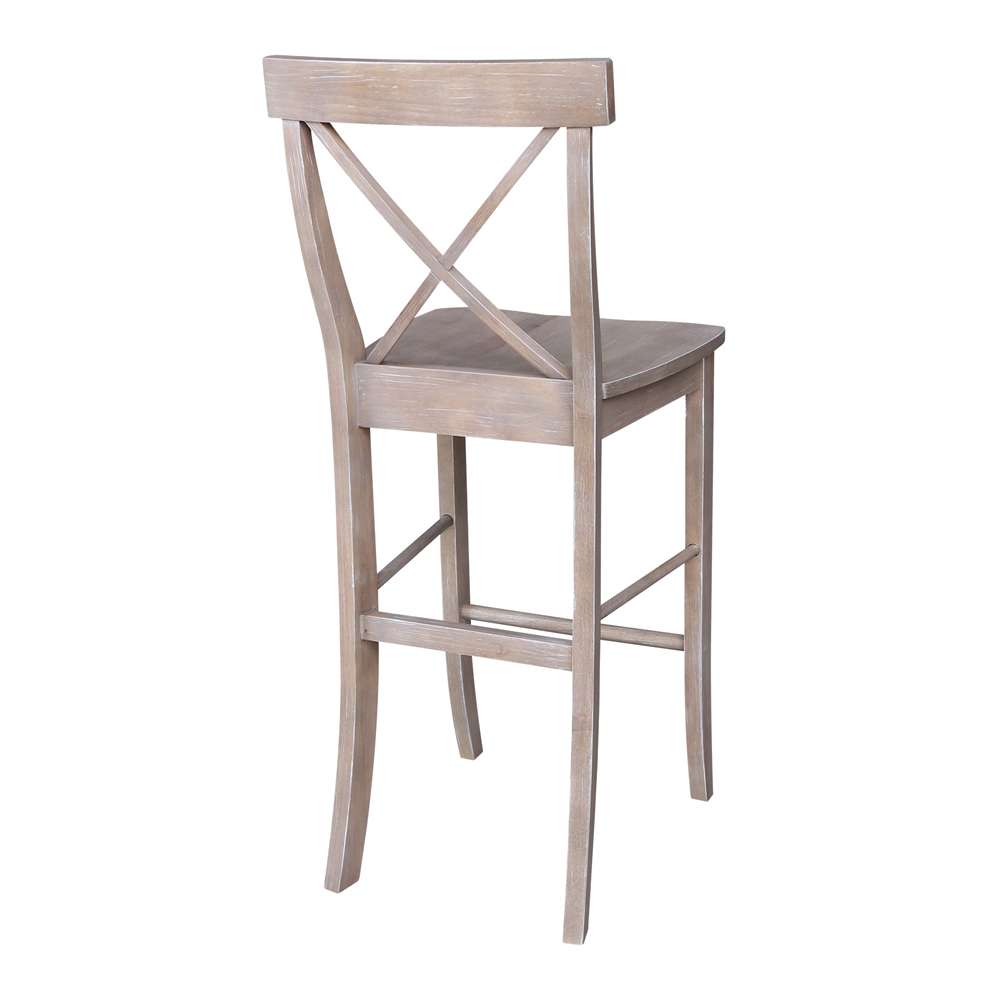 International Concepts - X-Back Bar Height Stool - 30inSH in Washed Gray Taupe Finish - S09-6133 veiw 2