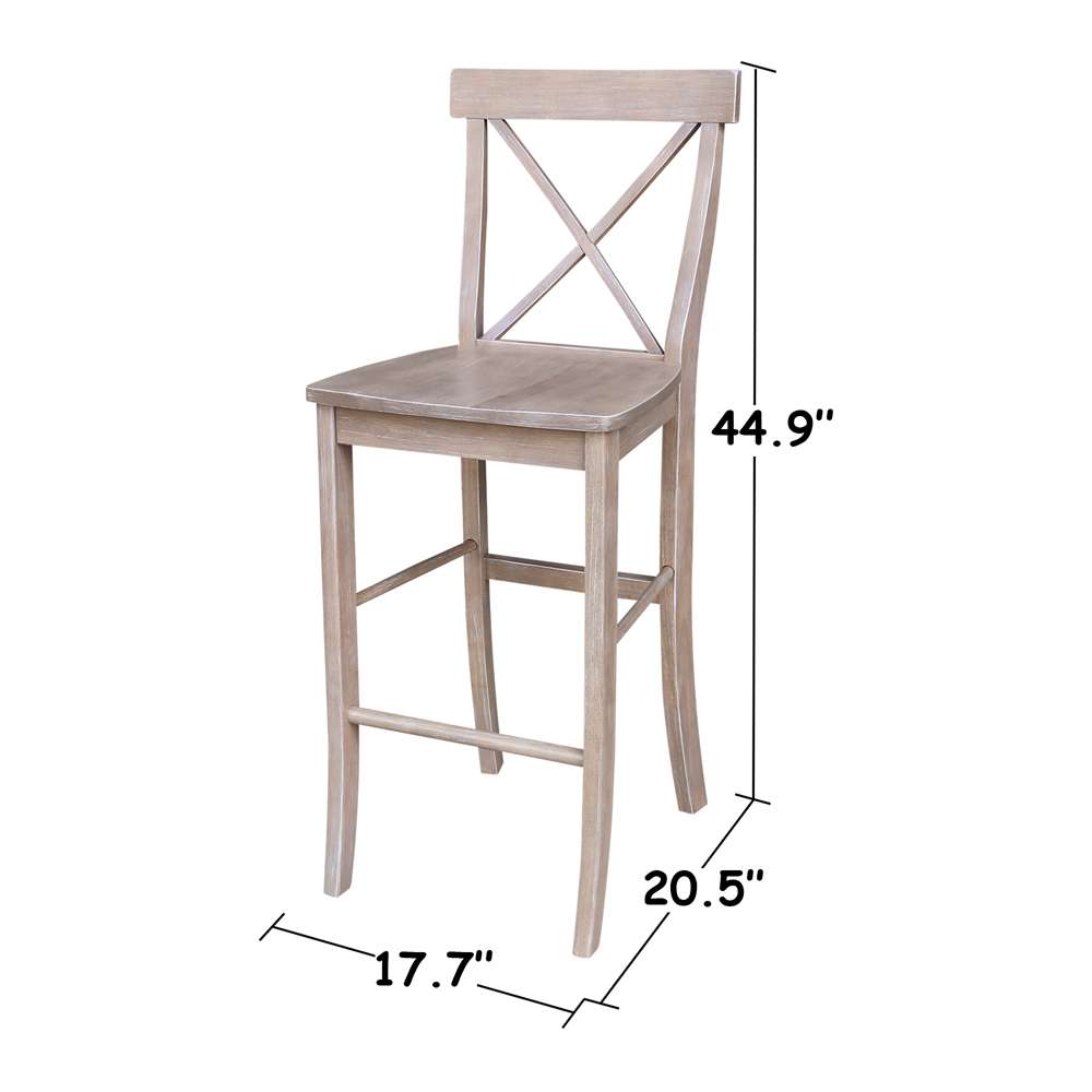 International Concepts - X-Back Bar Height Stool - 30inSH in Washed Gray Taupe Finish - S09-6133 veiw 3