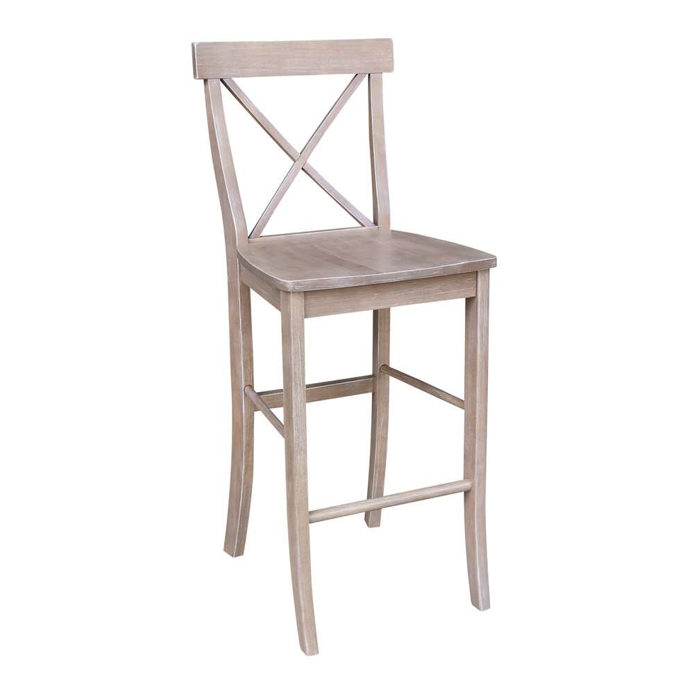 International Concepts - X-Back Bar Height Stool - 30inSH in Washed Gray Taupe Finish - S09-6133 veiw 4