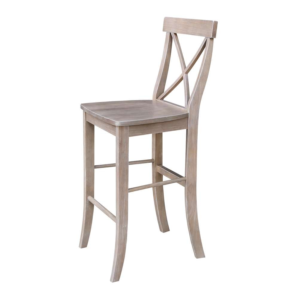 International Concepts - X-Back Bar Height Stool - 30inSH in Washed Gray Taupe Finish - S09-6133 veiw 7