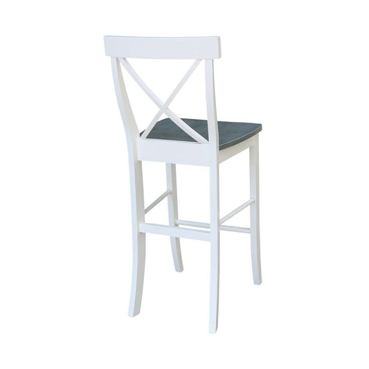 International Concepts - X-Back Bar Height Stool - 30inSH in White/Heather Gray Finish - S05-6133 veiw 2