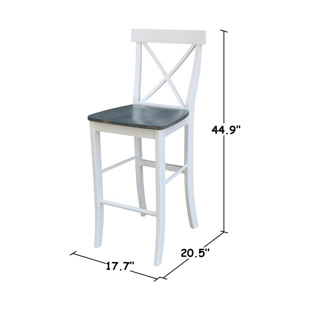 International Concepts - X-Back Bar Height Stool - 30inSH in White/Heather Gray Finish - S05-6133 veiw 3