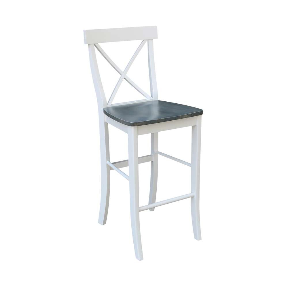 International Concepts - X-Back Bar Height Stool - 30inSH in White/Heather Gray Finish - S05-6133 veiw 4