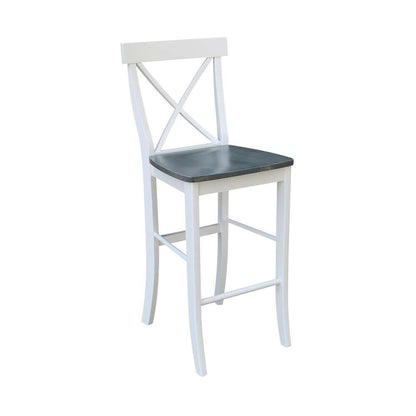 International Concepts - X-Back Bar Height Stool - 30inSH in White/Heather Gray Finish - S05-6133 veiw 4
