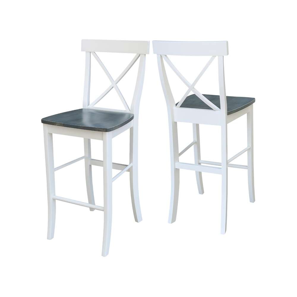 International Concepts - X-Back Bar Height Stool - 30inSH in White/Heather Gray Finish - S05-6133 veiw 5