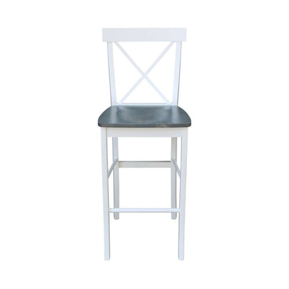 International Concepts - X-Back Bar Height Stool - 30inSH in White/Heather Gray Finish - S05-6133 veiw 6