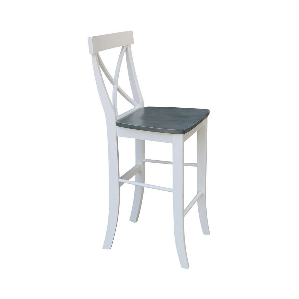 International Concepts - X-Back Bar Height Stool - 30inSH in White/Heather Gray Finish - S05-6133 veiw 7