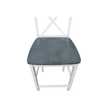 International Concepts - X-Back Bar Height Stool - 30inSH in White/Heather Gray Finish - S05-6133 veiw 9