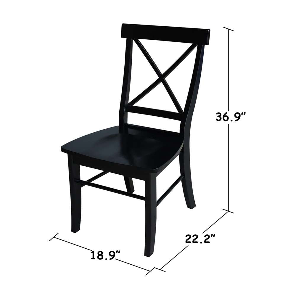 International Concepts - X-Back Chair with Solid Wood Seat in Black Finish (Set of 2) - C46-613P veiw 4