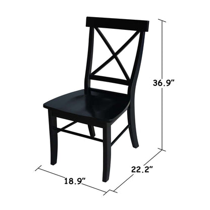 International Concepts - X-Back Chair with Solid Wood Seat in Black Finish (Set of 2) - C46-613P veiw 4
