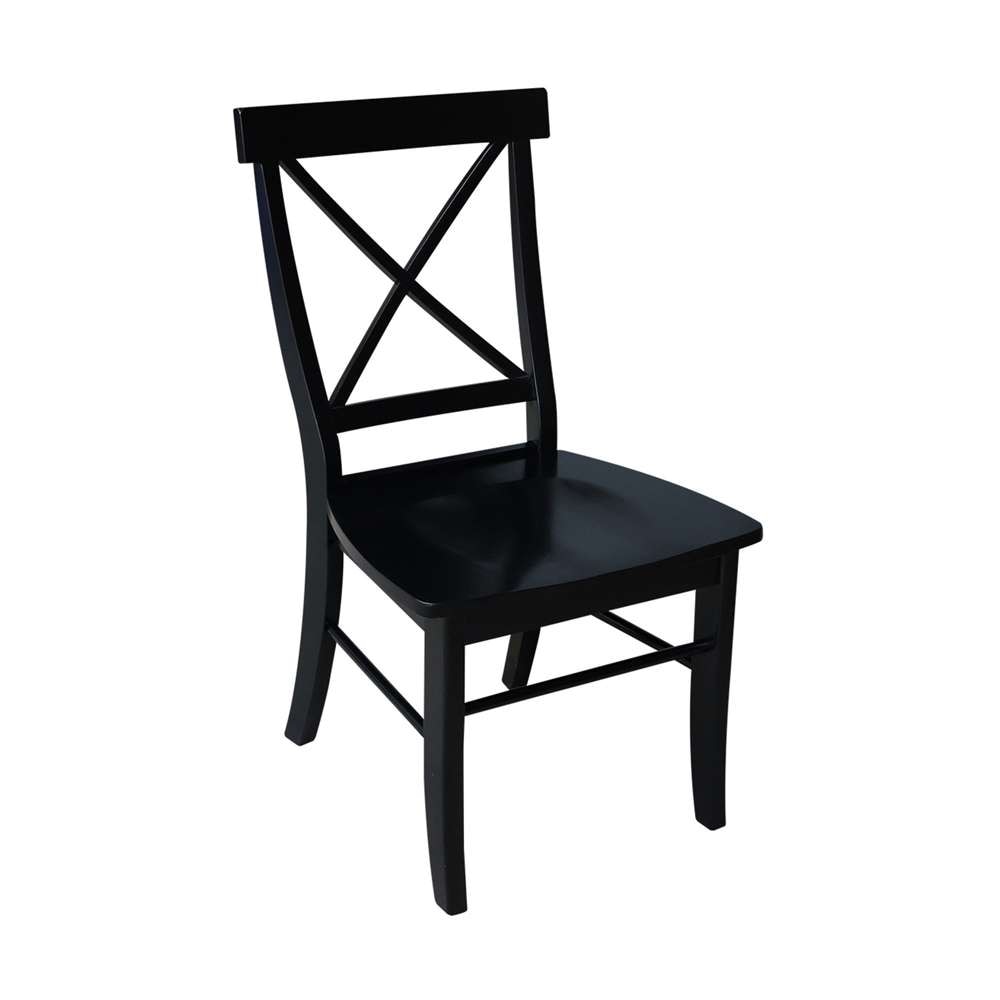 International Concepts - X-Back Chair with Solid Wood Seat in Black Finish (Set of 2) - C46-613P veiw 5