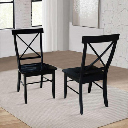 International Concepts - X-Back Chair with Solid Wood Seat in Black Finish (Set of 2) - C46-613P veiw 8