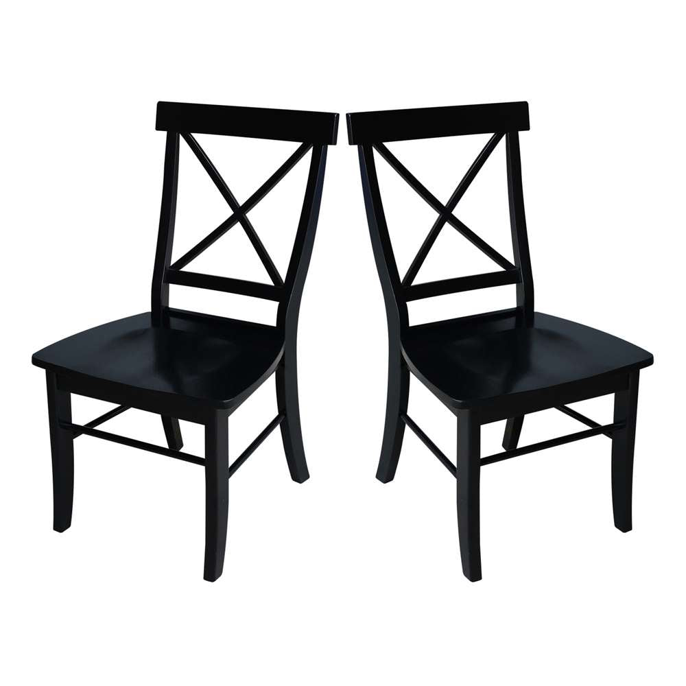 International Concepts - X-Back Chair with Solid Wood Seat in Black Finish (Set of 2) - C46-613P veiw 10