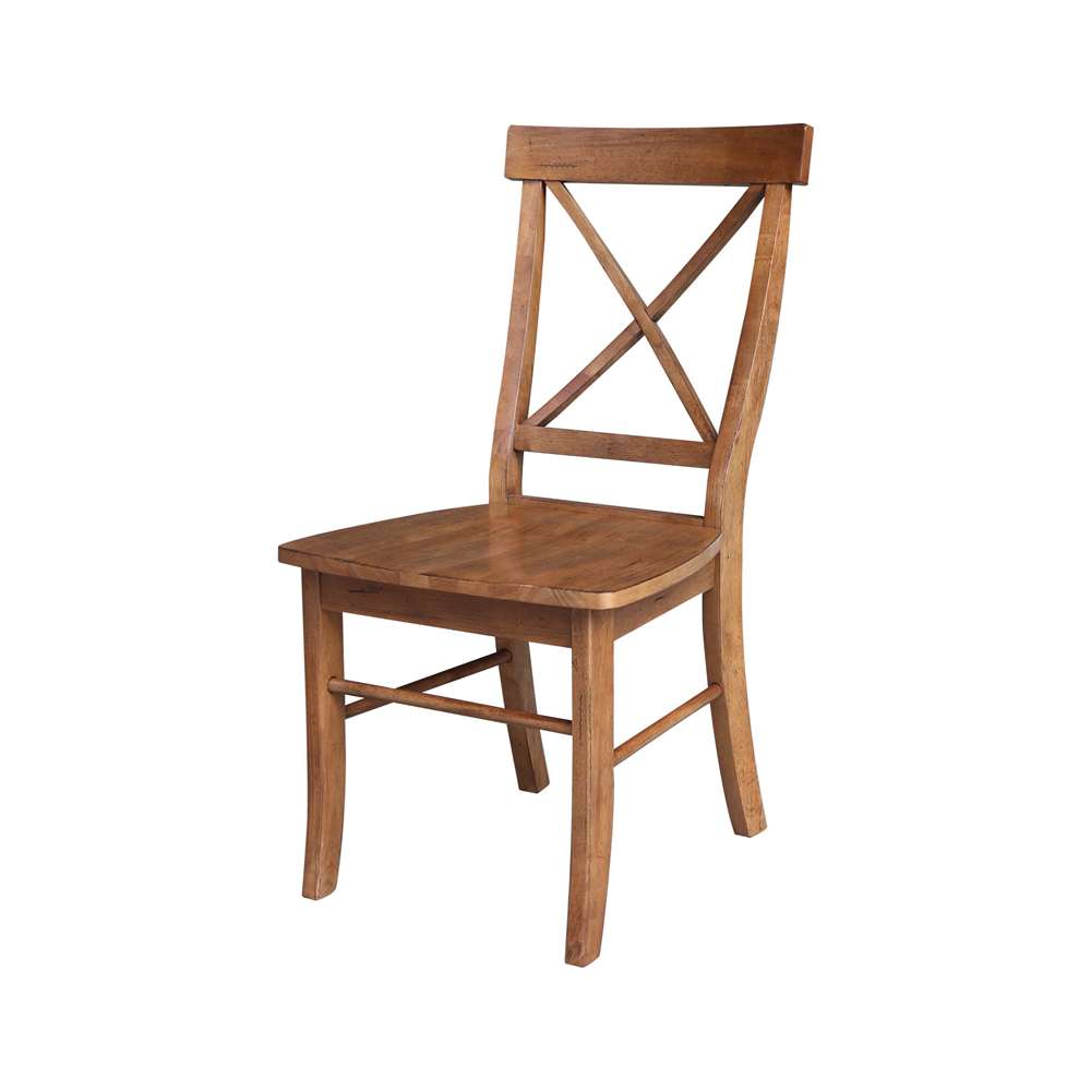International Concepts - X-Back Chair with Solid Wood Seat in Distressed Oak Finish (Set of 2) - C42-613P veiw 1