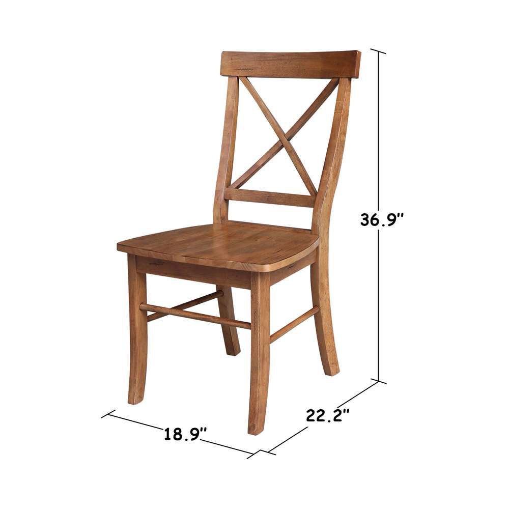 International Concepts - X-Back Chair with Solid Wood Seat in Distressed Oak Finish (Set of 2) - C42-613P veiw 3