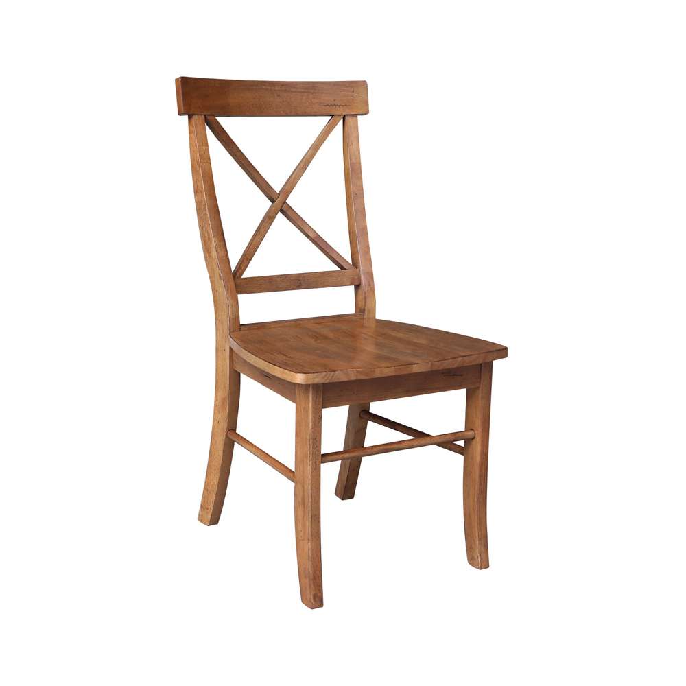 International Concepts - X-Back Chair with Solid Wood Seat in Distressed Oak Finish (Set of 2) - C42-613P veiw 4