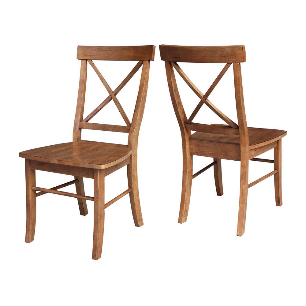 International Concepts - X-Back Chair with Solid Wood Seat in Distressed Oak Finish (Set of 2) - C42-613P veiw 5