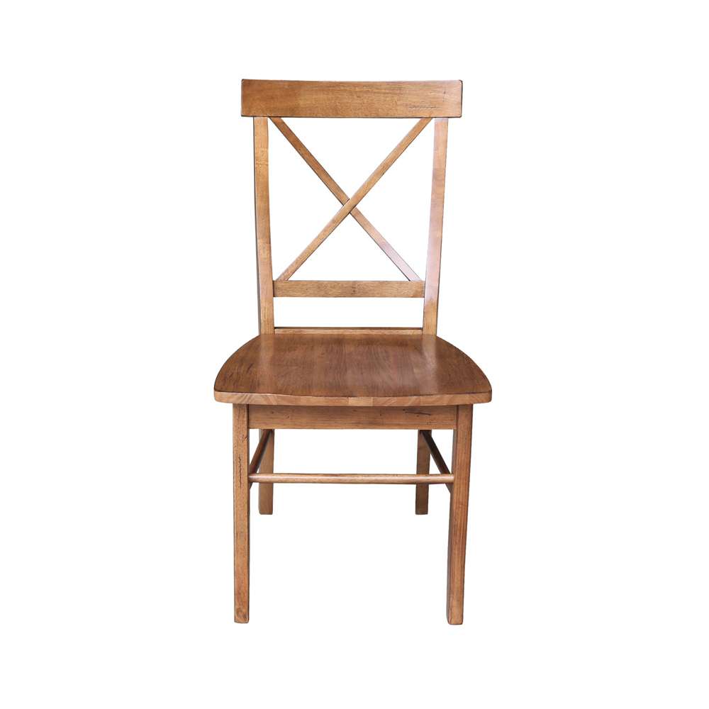 International Concepts - X-Back Chair with Solid Wood Seat in Distressed Oak Finish (Set of 2) - C42-613P veiw 6