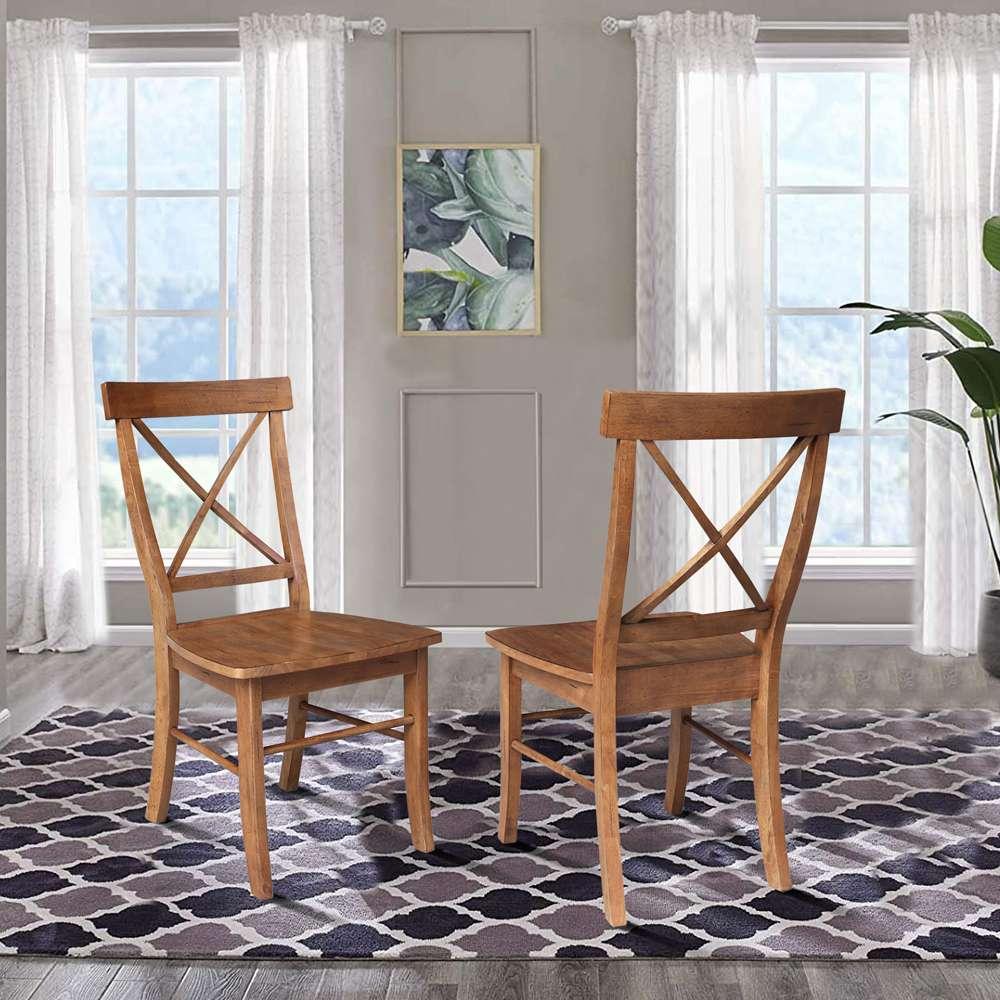International Concepts - X-Back Chair with Solid Wood Seat in Distressed Oak Finish (Set of 2) - C42-613P veiw 7