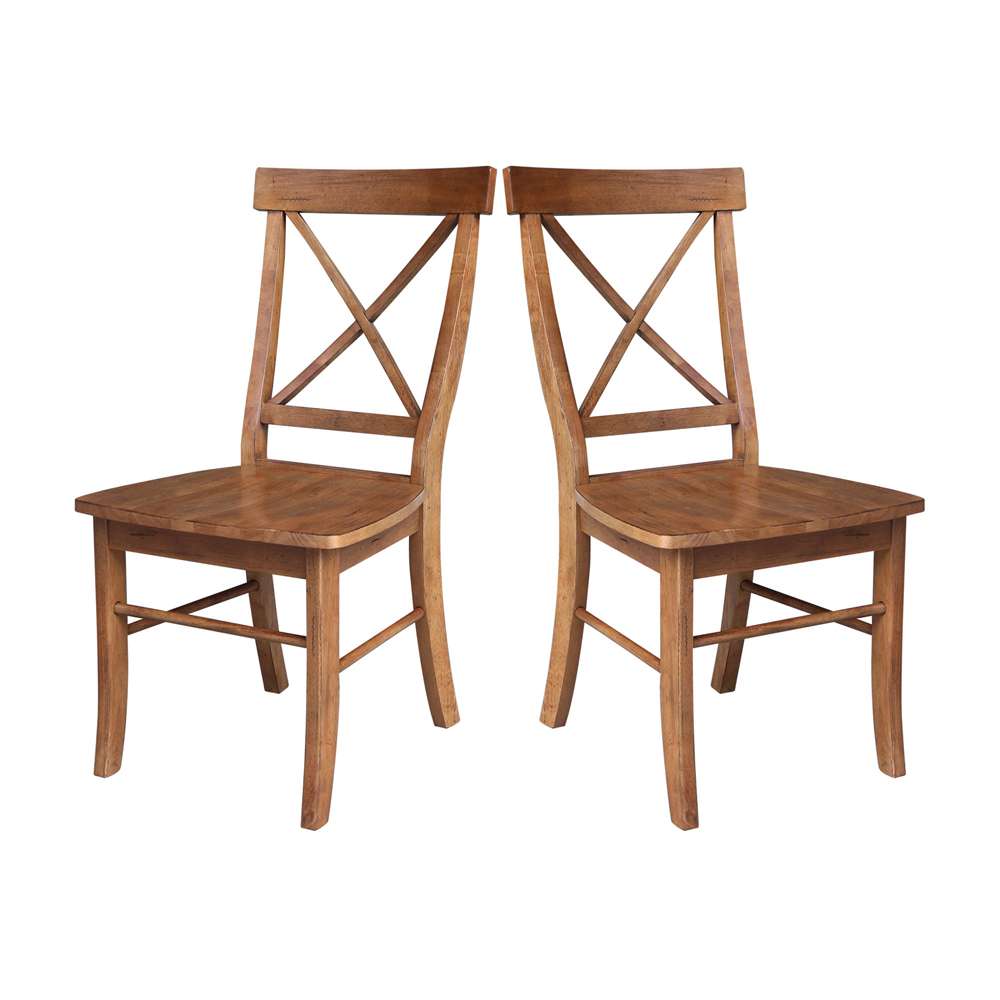 International Concepts - X-Back Chair with Solid Wood Seat in Distressed Oak Finish (Set of 2) - C42-613P veiw 9