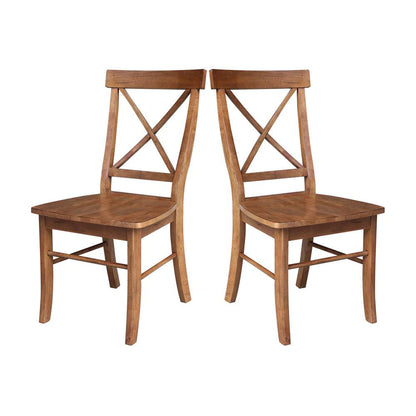 International Concepts - X-Back Chair with Solid Wood Seat in Distressed Oak Finish (Set of 2) - C42-613P veiw 9