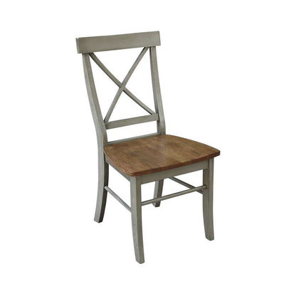 International Concepts - X-Back Chair with Solid Wood Seat in Hickory/Stone Finish (Set of 2) - C41-613P veiw 4